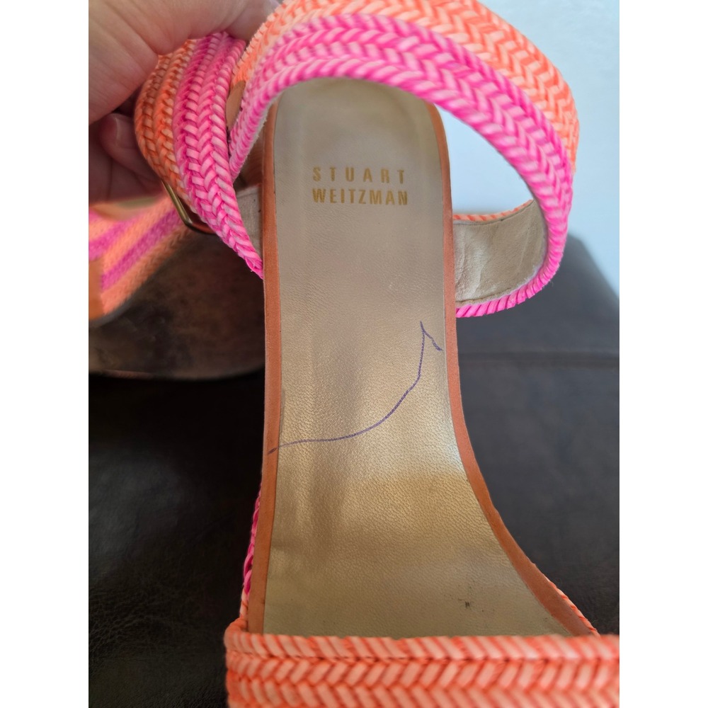 Stuart‎ Weitzman Bright Neon Colors Canvas and Leather Maximalist Wedges sz 7 - Picture 8 of 11